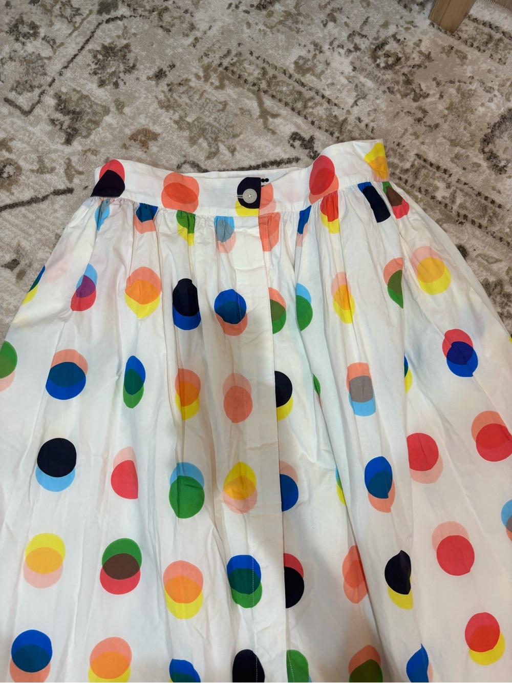 Mii NWOT White Polka Dot Midi Skirt in Multicolor - Picture 2 of 6